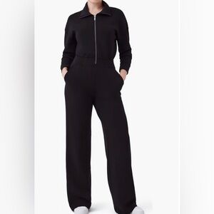 Spanx Airessentials Black Long Sleeve Wide Leg Jumpsuit - Sz S Tall